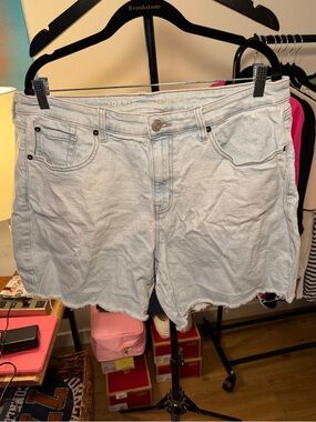 Torrid Light Blue Denim Jean Shorts with Frayed Hem